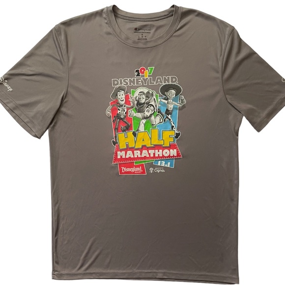DISNEYLAND 2017 Half Marathon Mens Womens T Shirt Toy Story Champion Double Dry - Picture 2 of 9